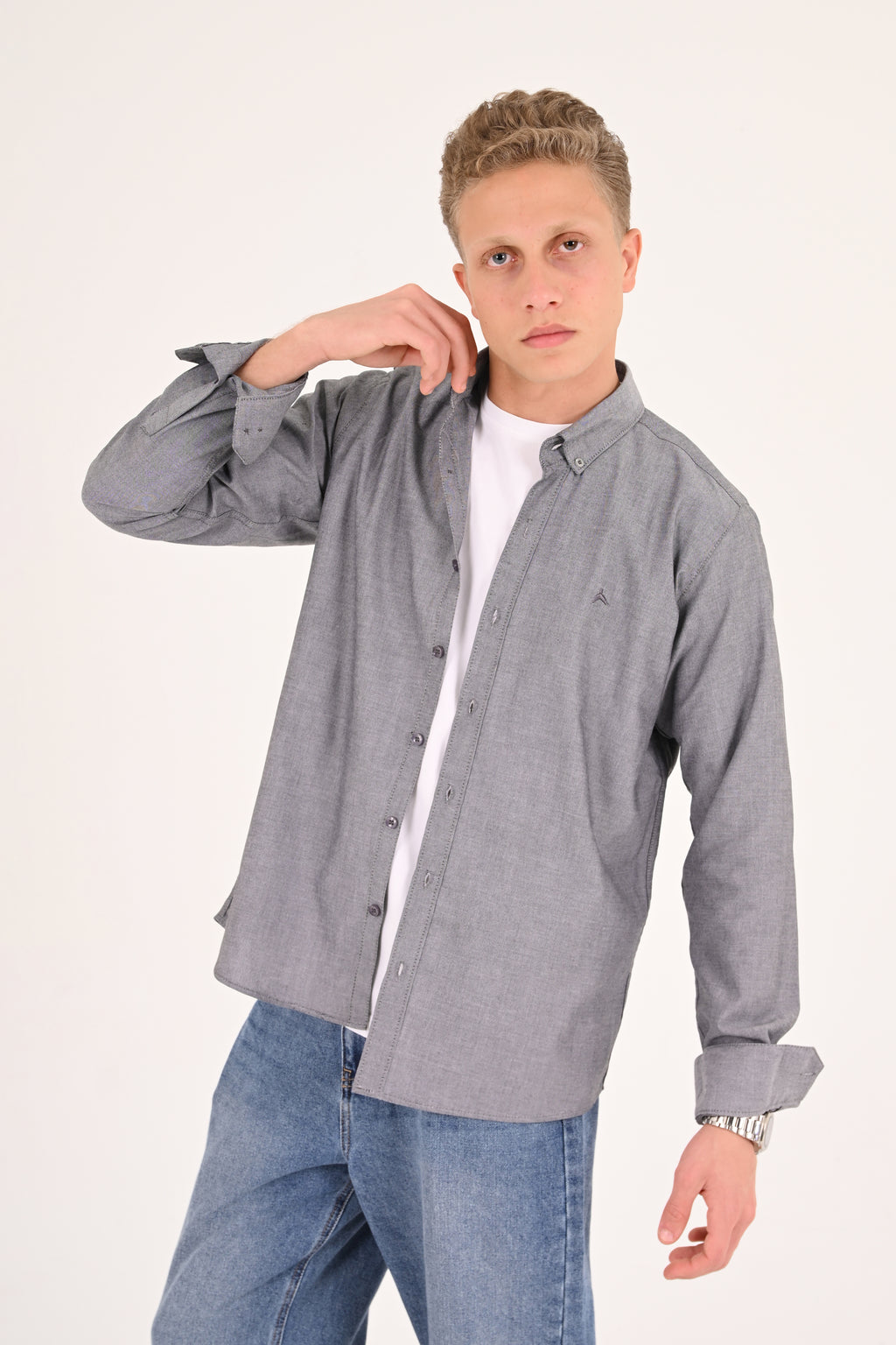 Grey Regular Fit Oxford Shirt