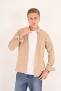 Warm Sand Cotton Jacquard Regular Fit Shirt