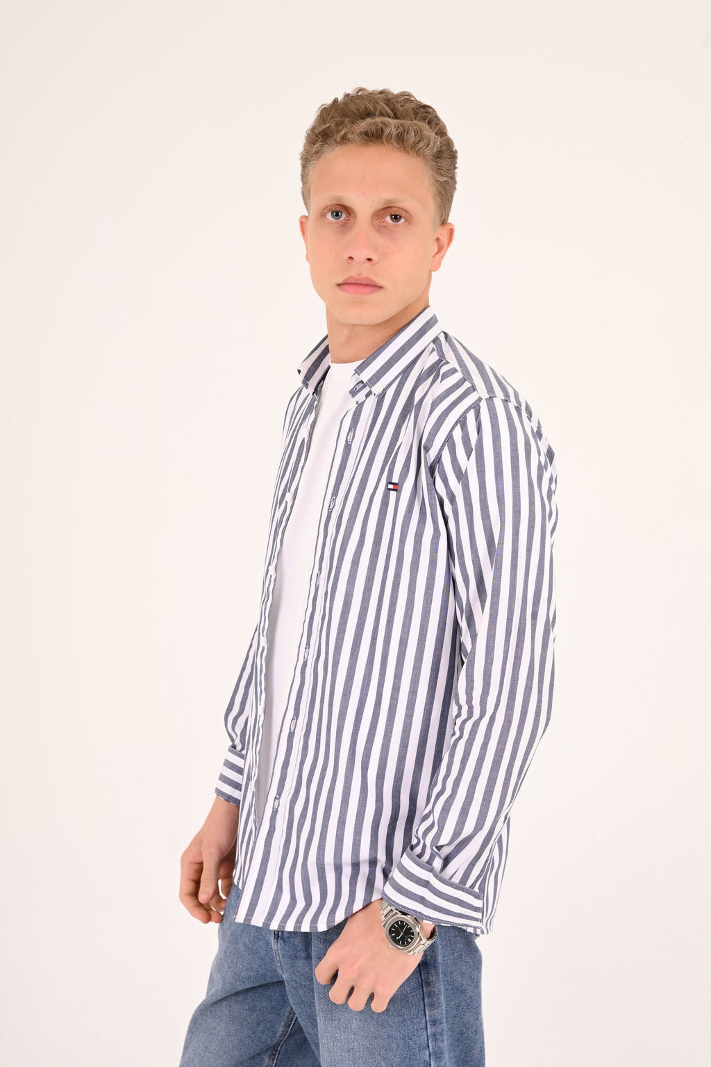 Charcoal Striped Tommy Regular Fit Shirt
