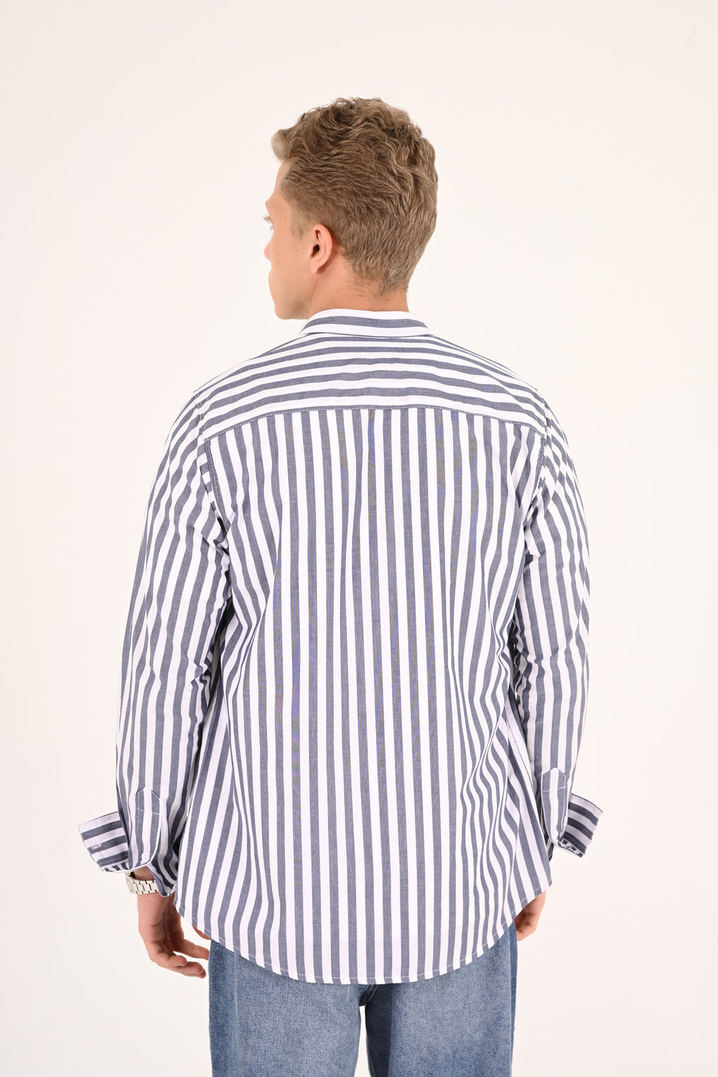 Slate Grey Striped Tommy Regular Fit Shirt