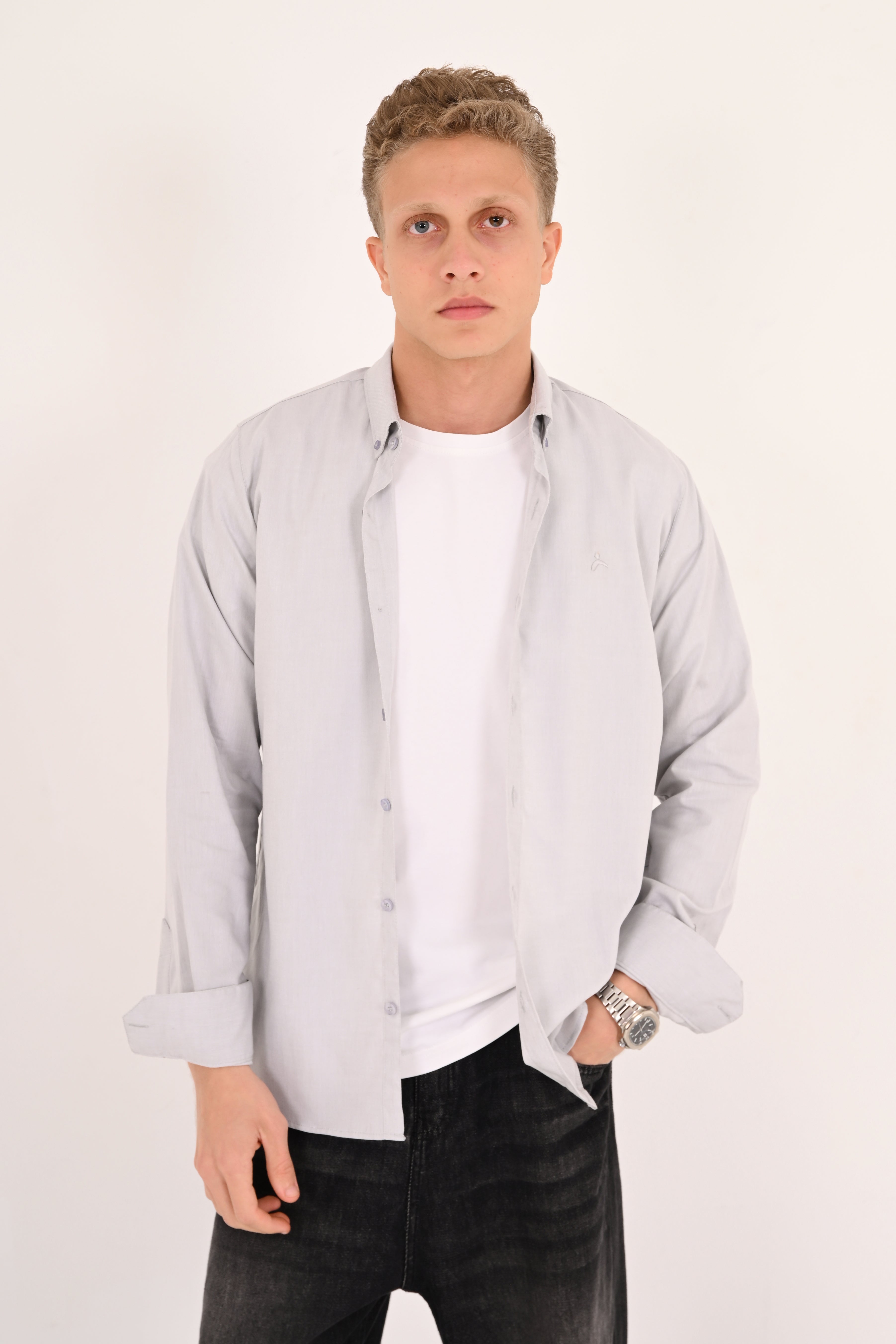 Cloud Grey Regular Fit Oxford Shirt