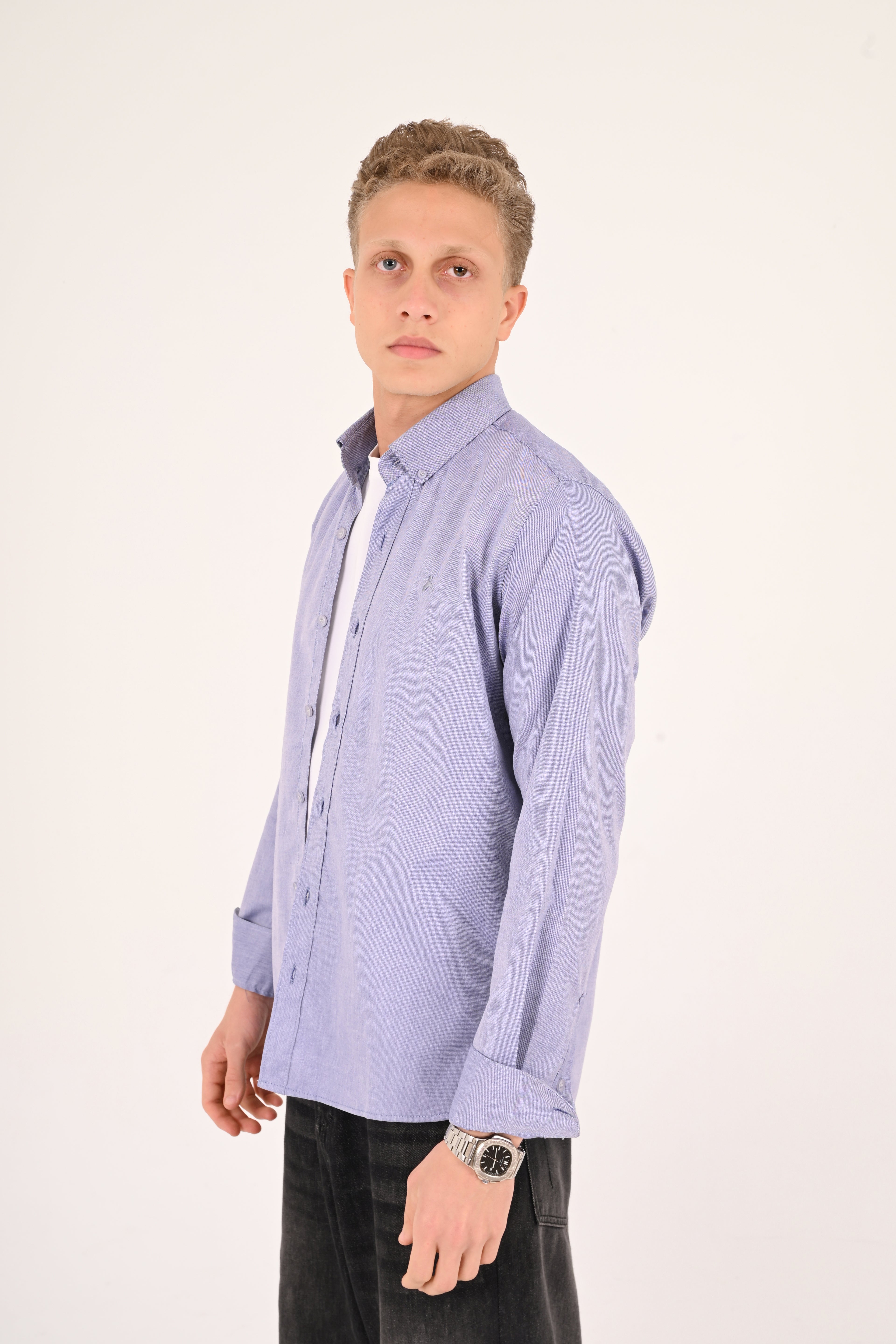 Sky Blue Regular Fit Oxford Shirt