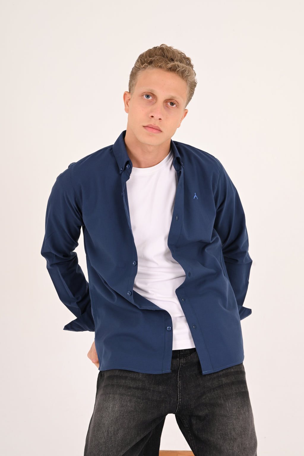 Navy Blue Regular Fit Oxford Shirt