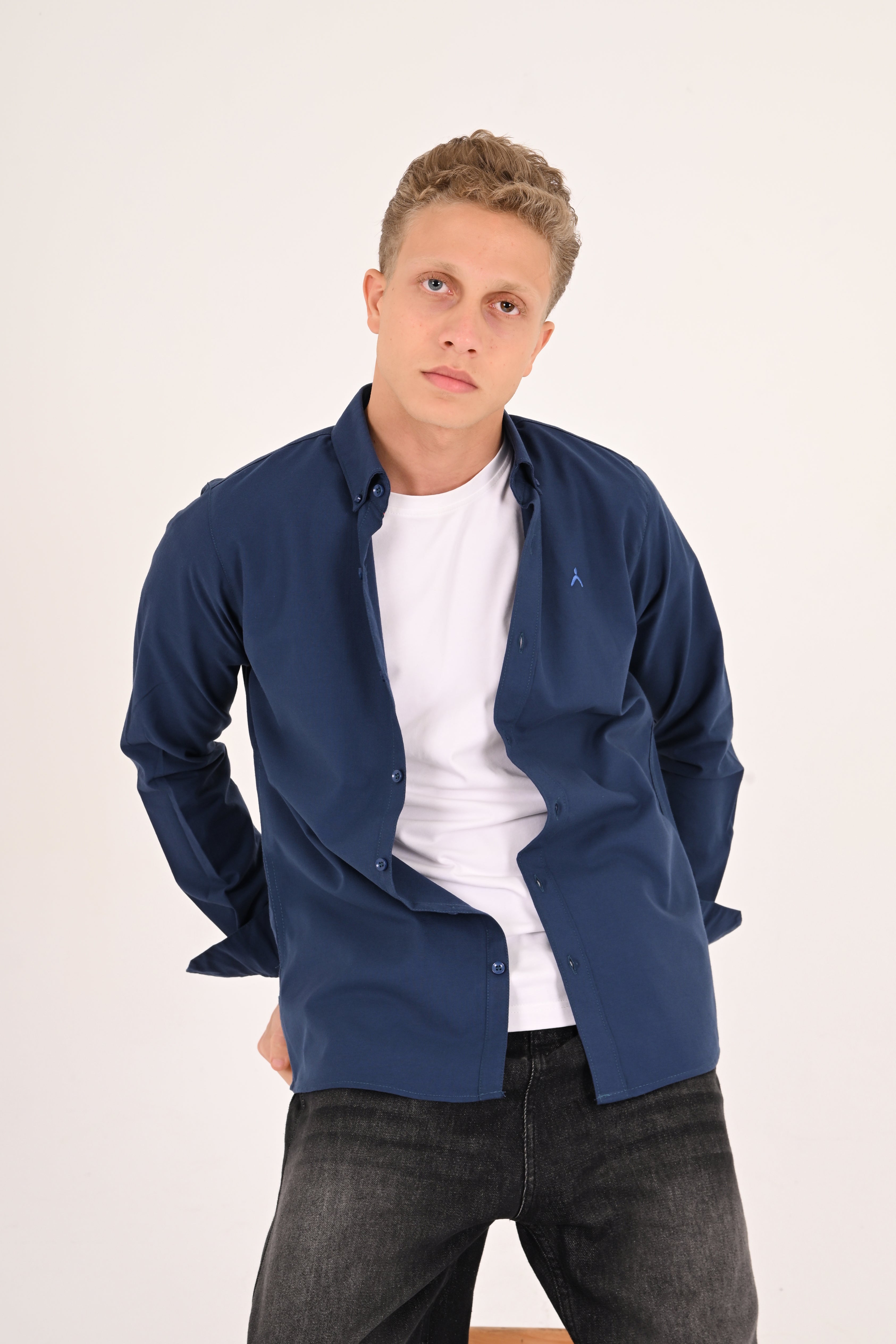 Navy Blue Regular Fit Oxford Shirt