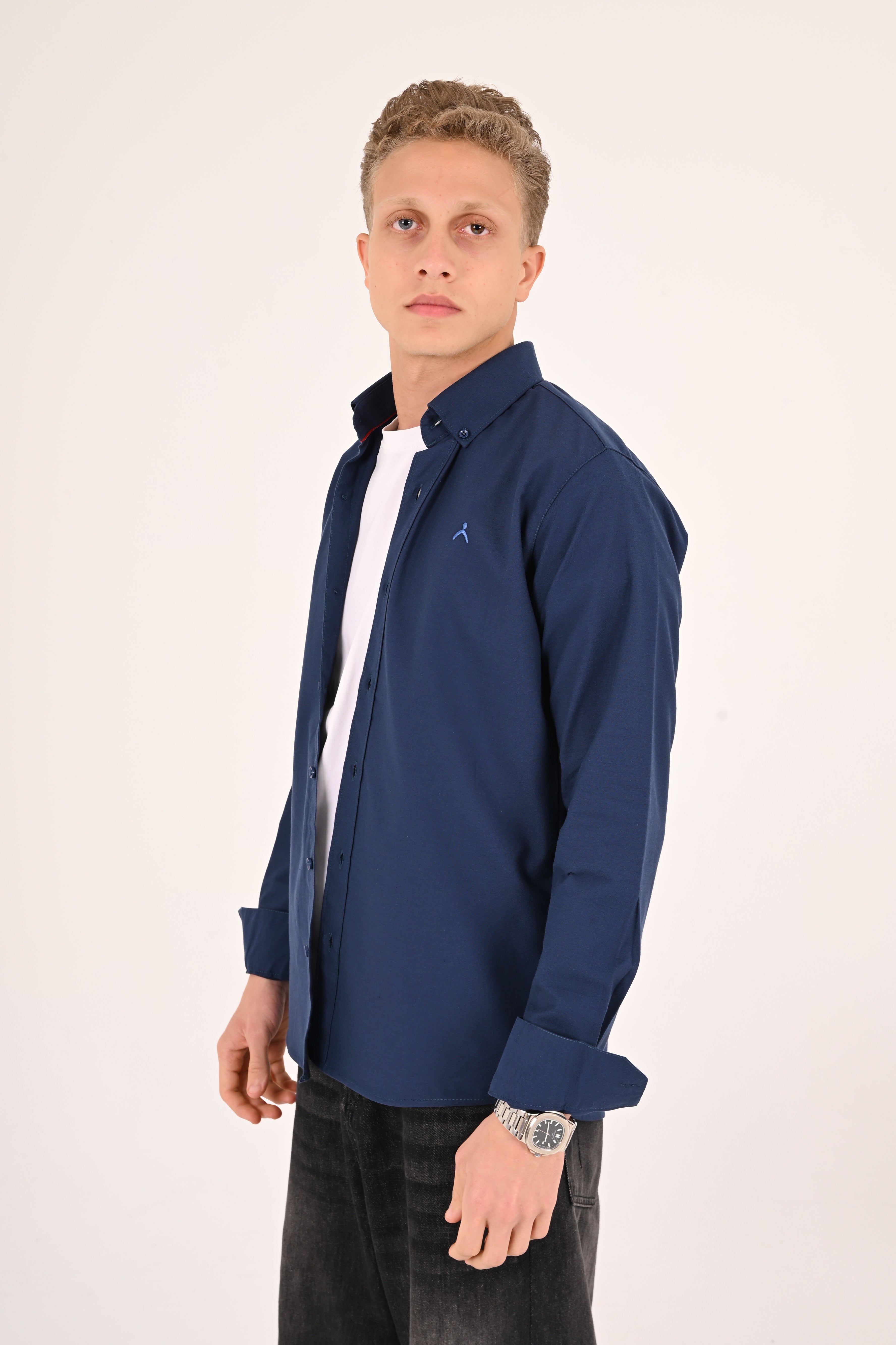 Navy Blue Regular Fit Oxford Shirt