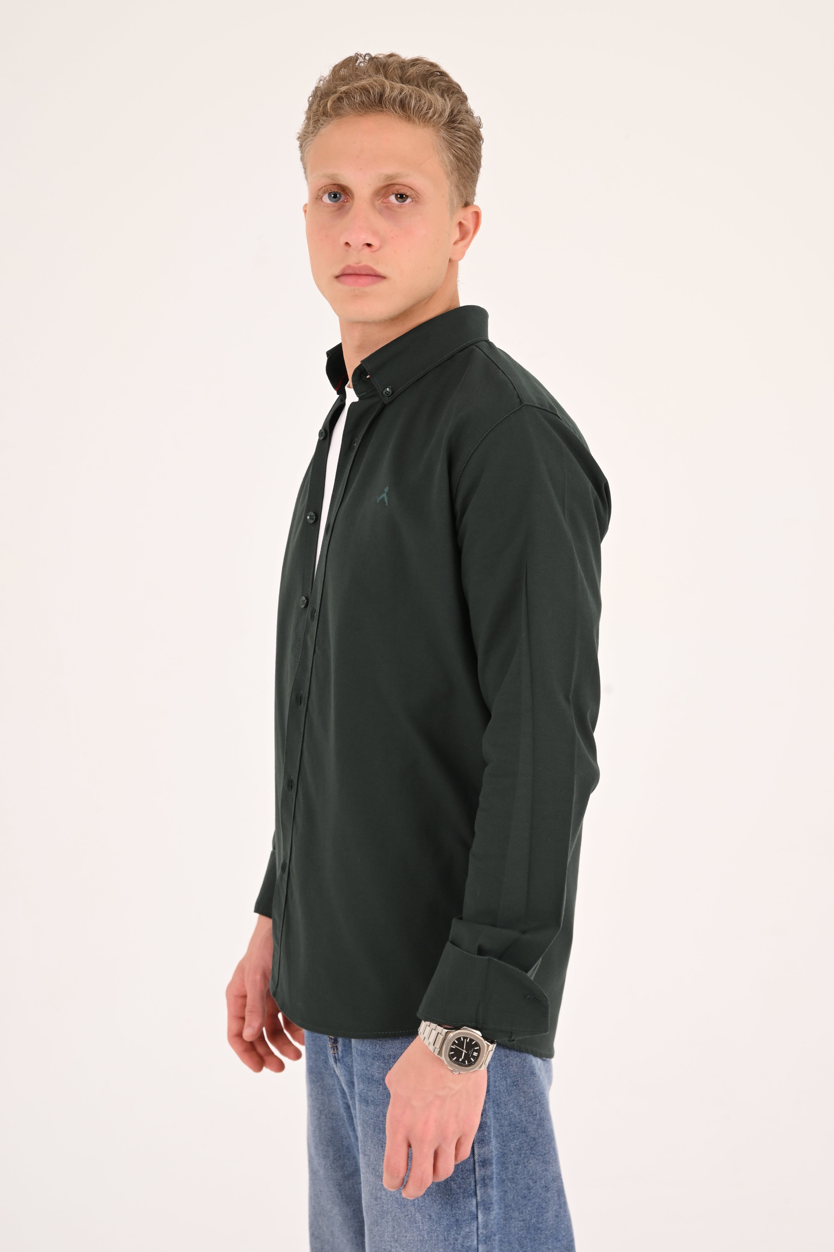 Dark Green Regular Fit Oxford Shirt