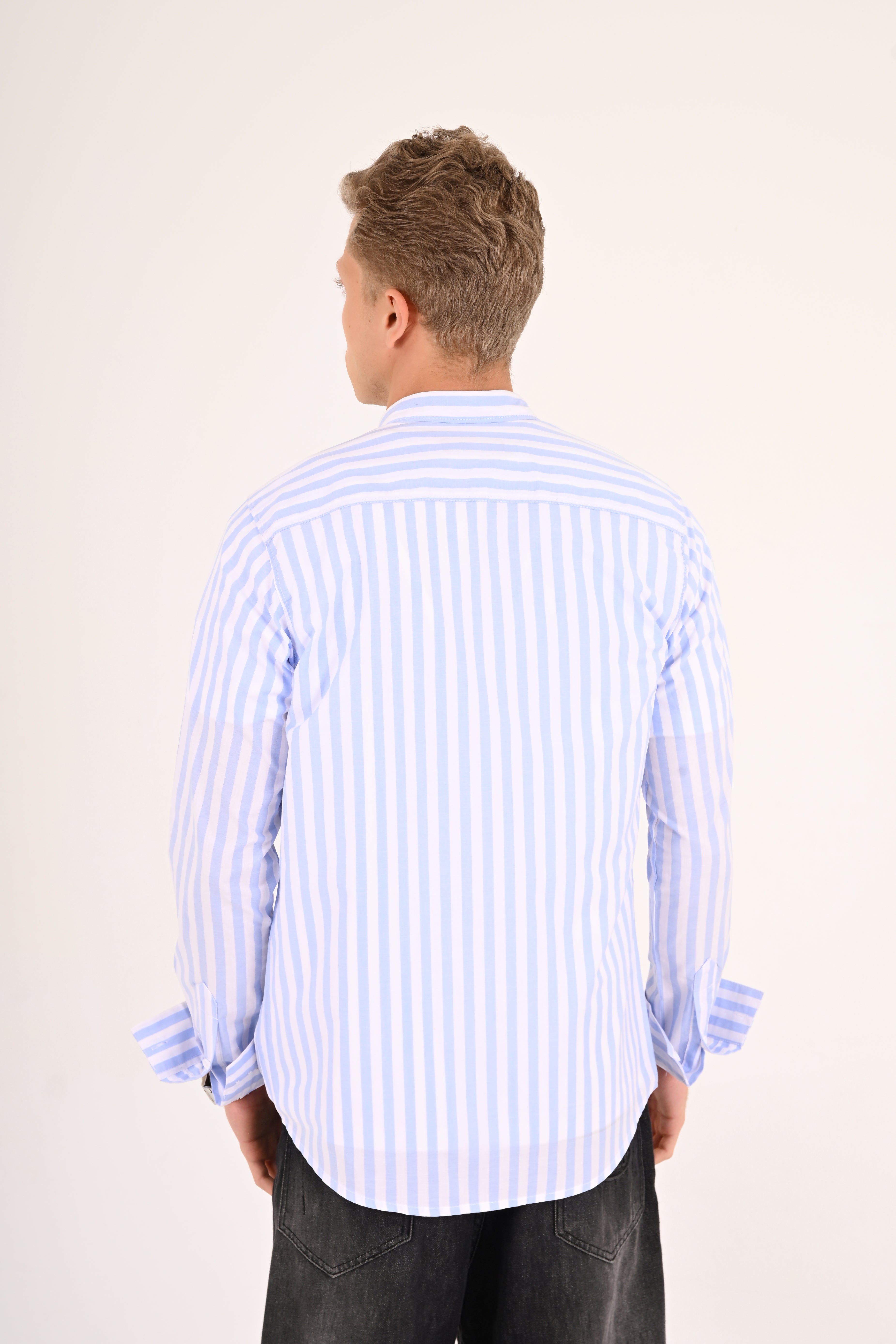 Sky Blue Striped Tommy Regular Fit Shirt