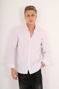 White Cotton Jacquard Regular Fit Shirt
