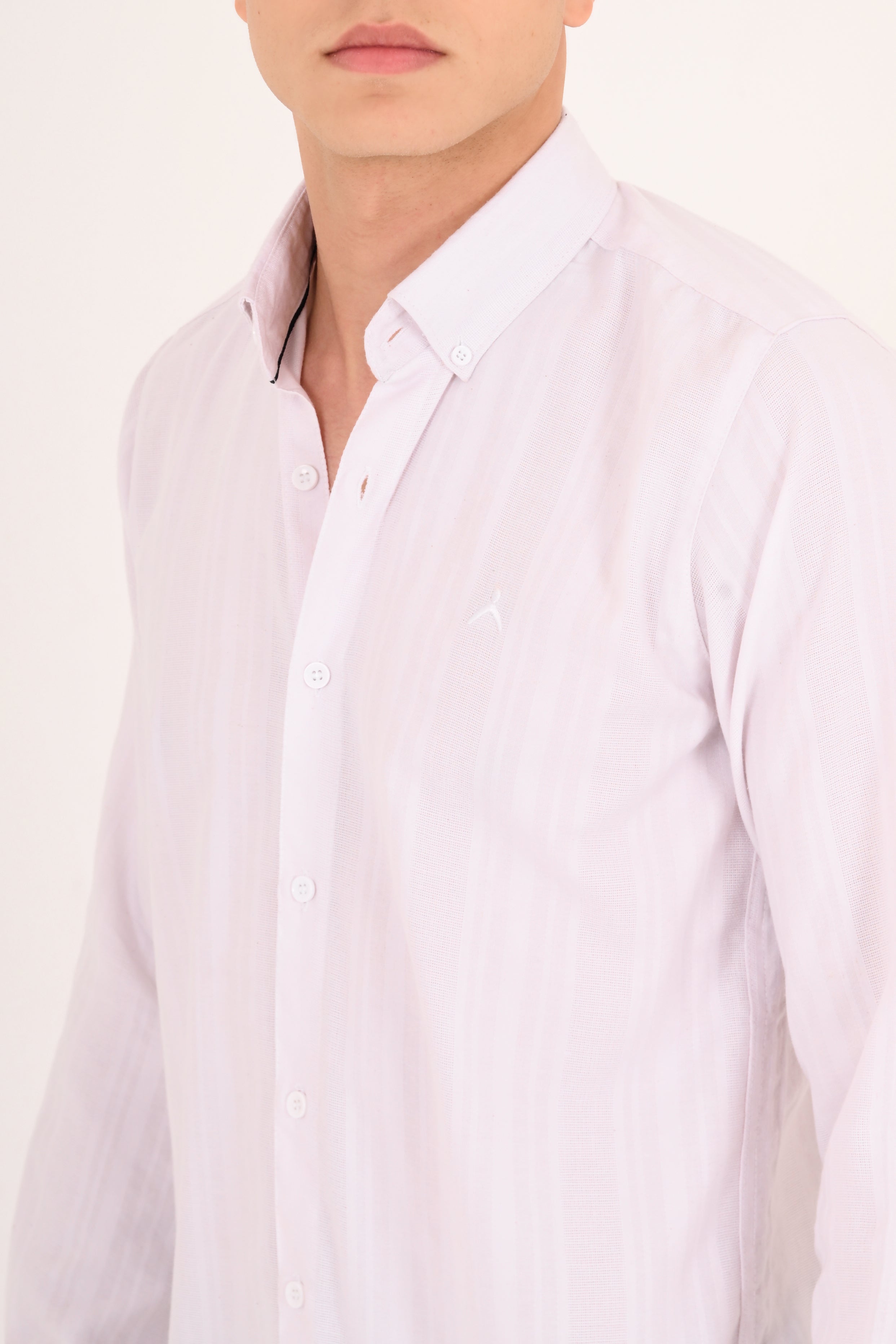 White Cotton Jacquard Regular Fit Shirt