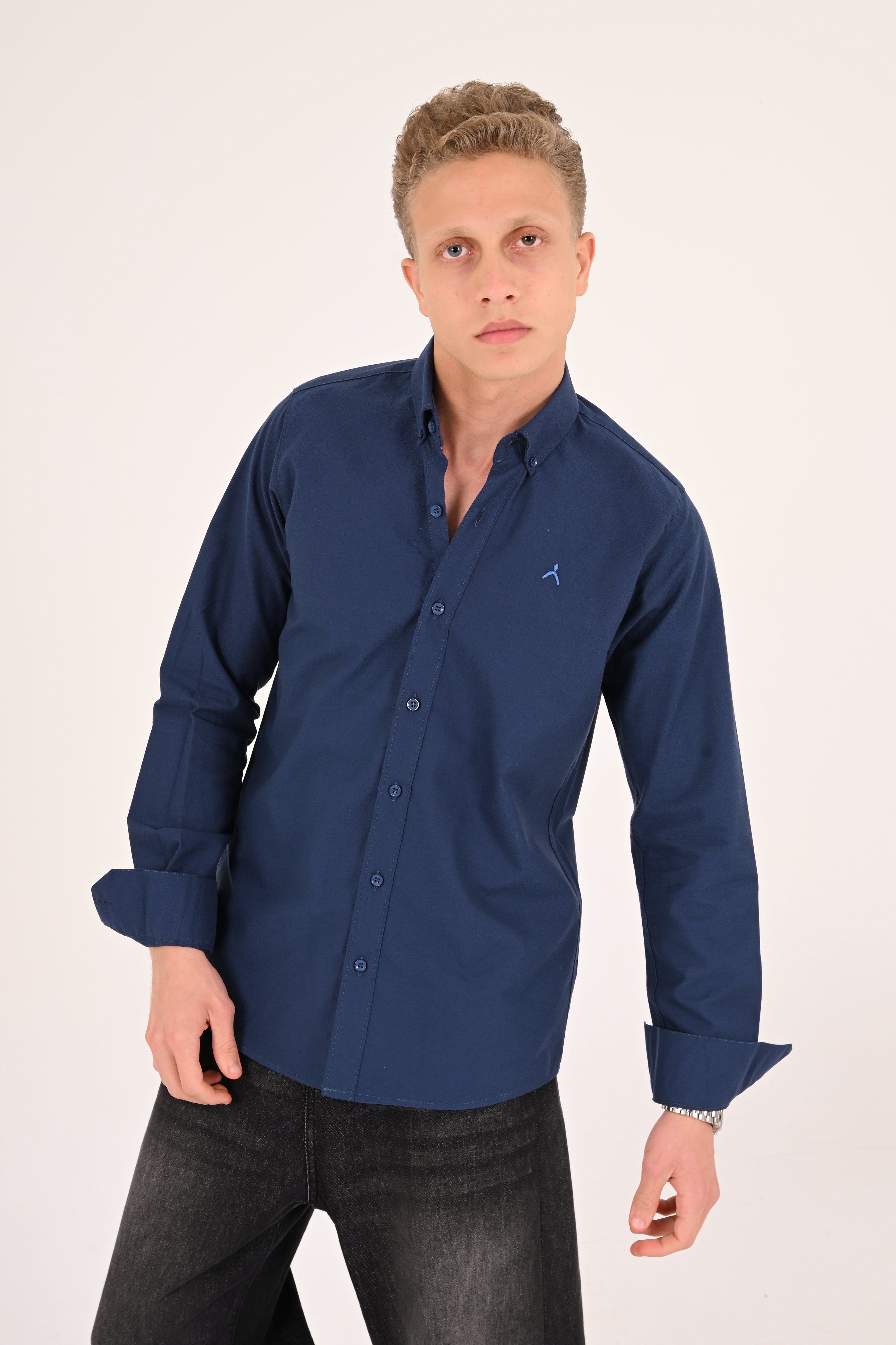Navy Blue Regular Fit Oxford Shirt