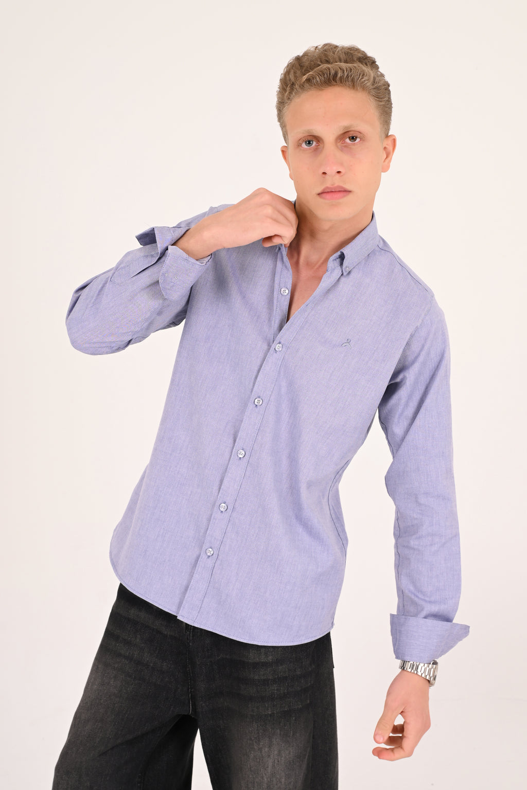 Sky Blue Regular Fit Oxford Shirt