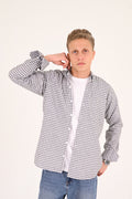 Crisp White Small Check Regular Fit Shirt