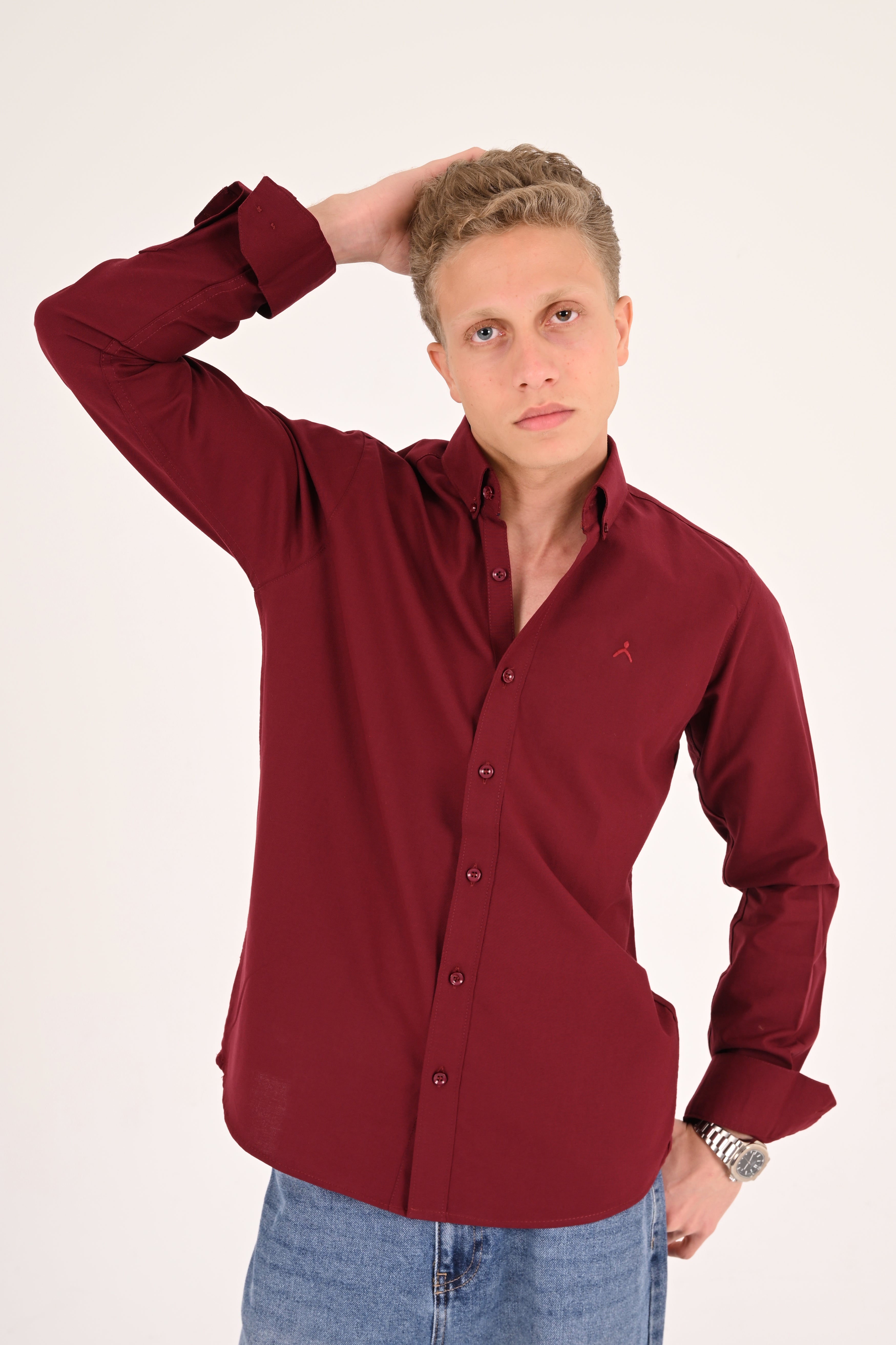 Burgundy Regular Fit Oxford Shirt