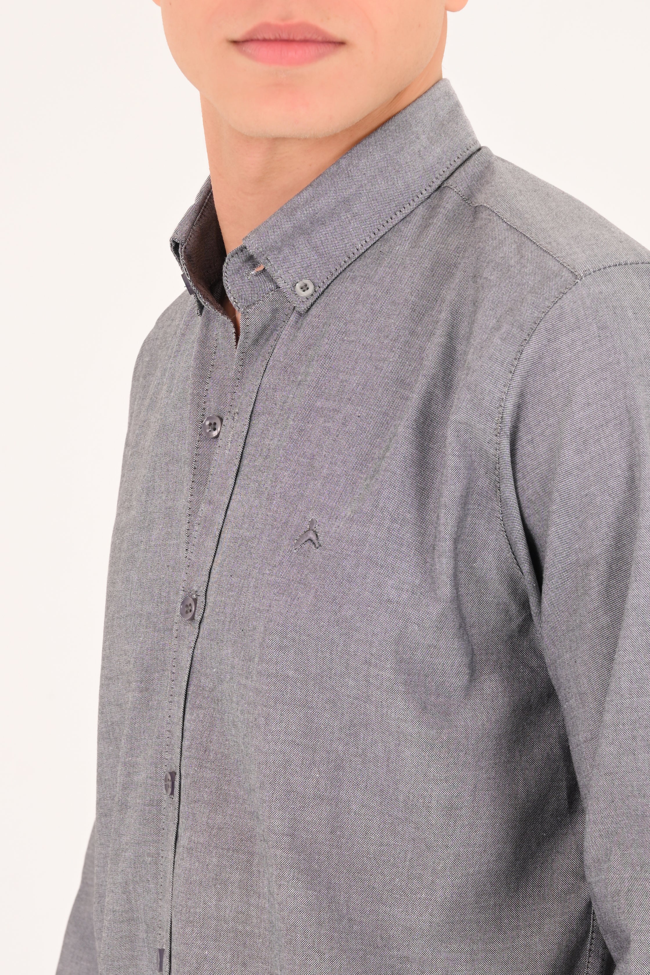 Grey Regular Fit Oxford Shirt