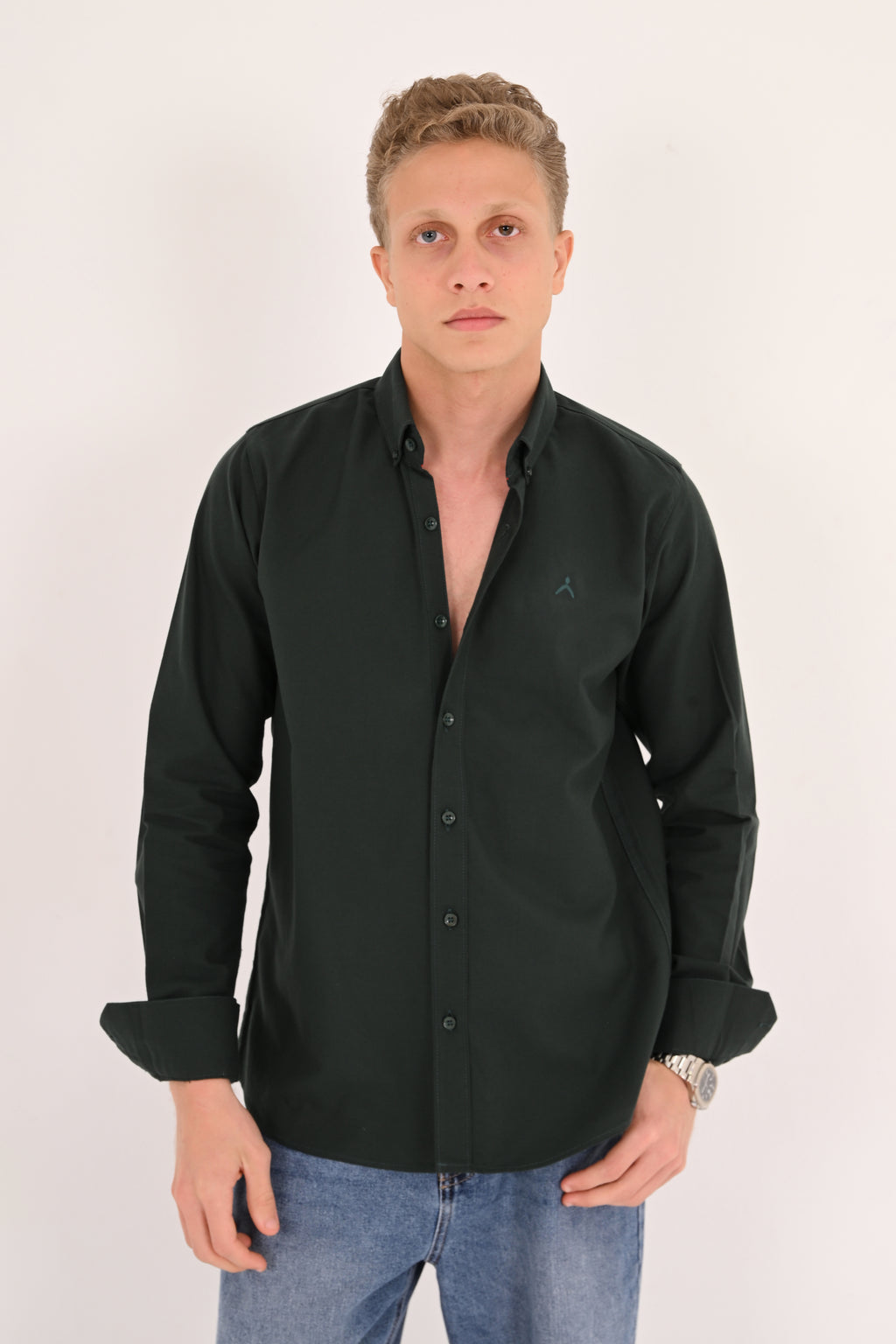 Dark Green Regular Fit Oxford Shirt