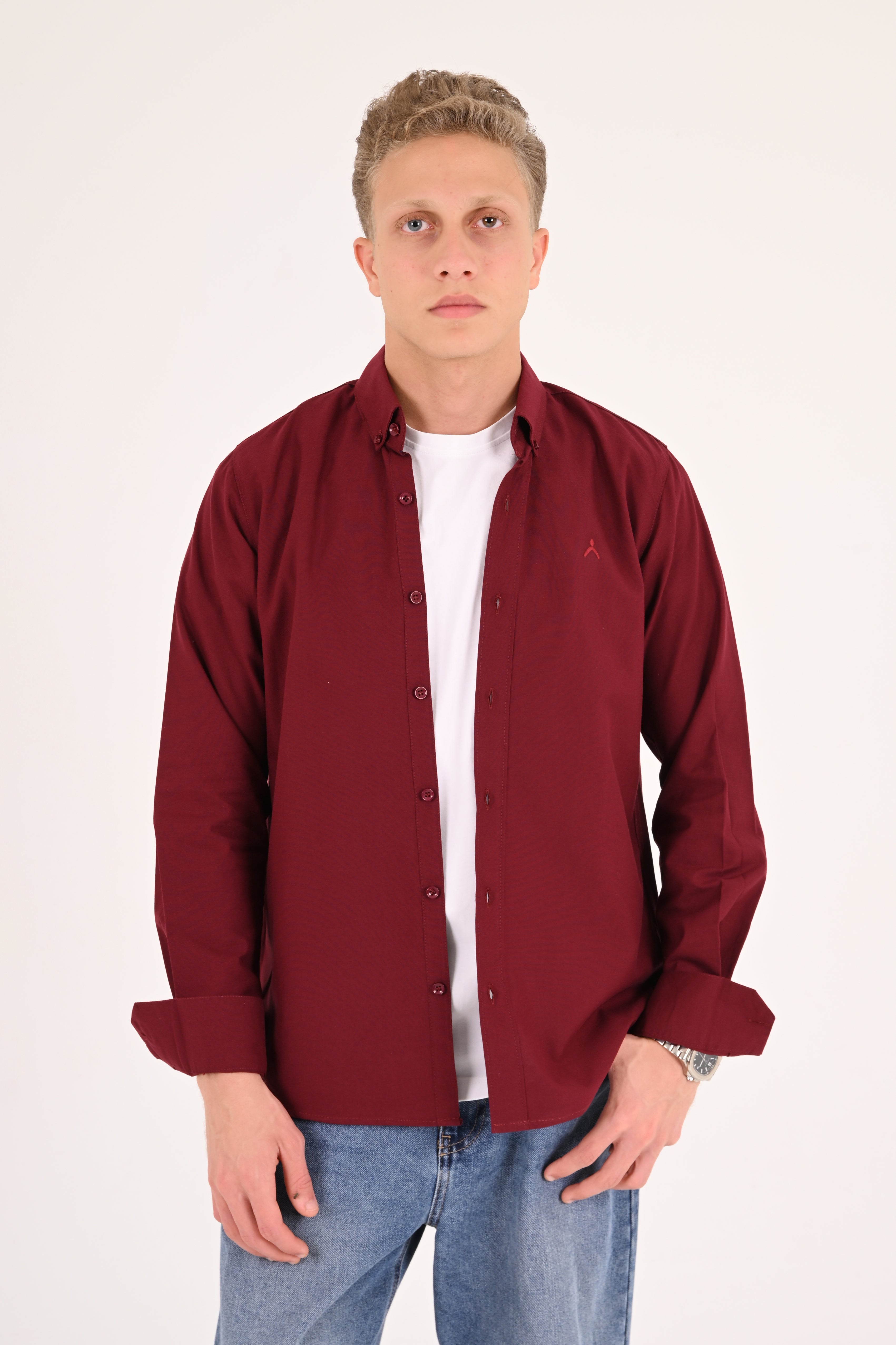 Burgundy Regular Fit Oxford Shirt