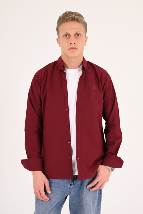 Burgundy Regular Fit Oxford Shirt