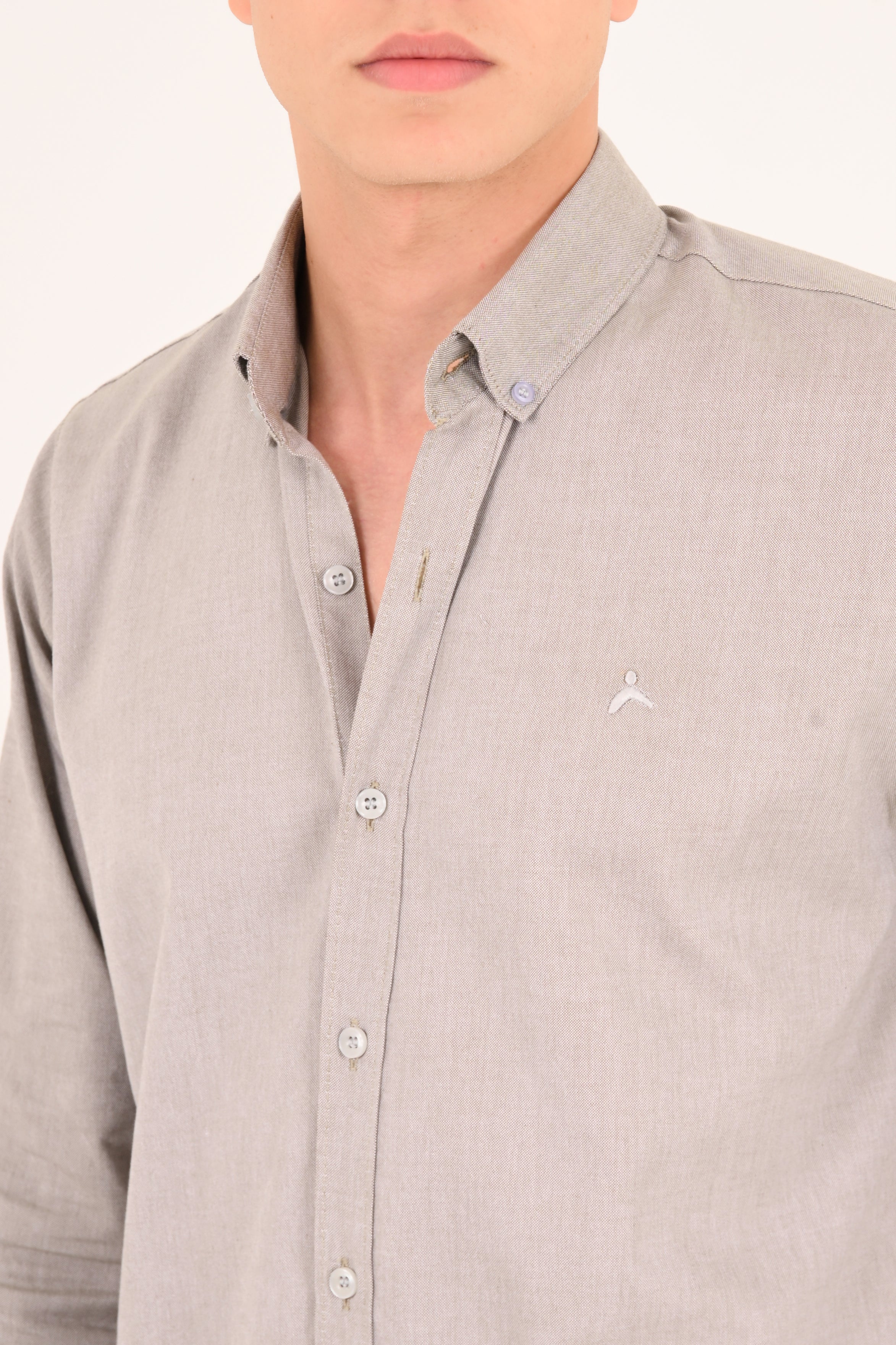 Light Heather Grey Regular Fit Oxford Shirt