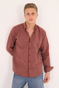 Deep Burgundy Small Check Regular Fit Shirt