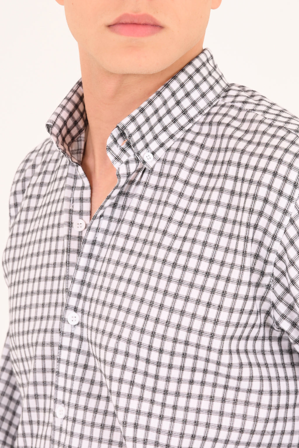 Crisp White Small Check Regular Fit Shirt