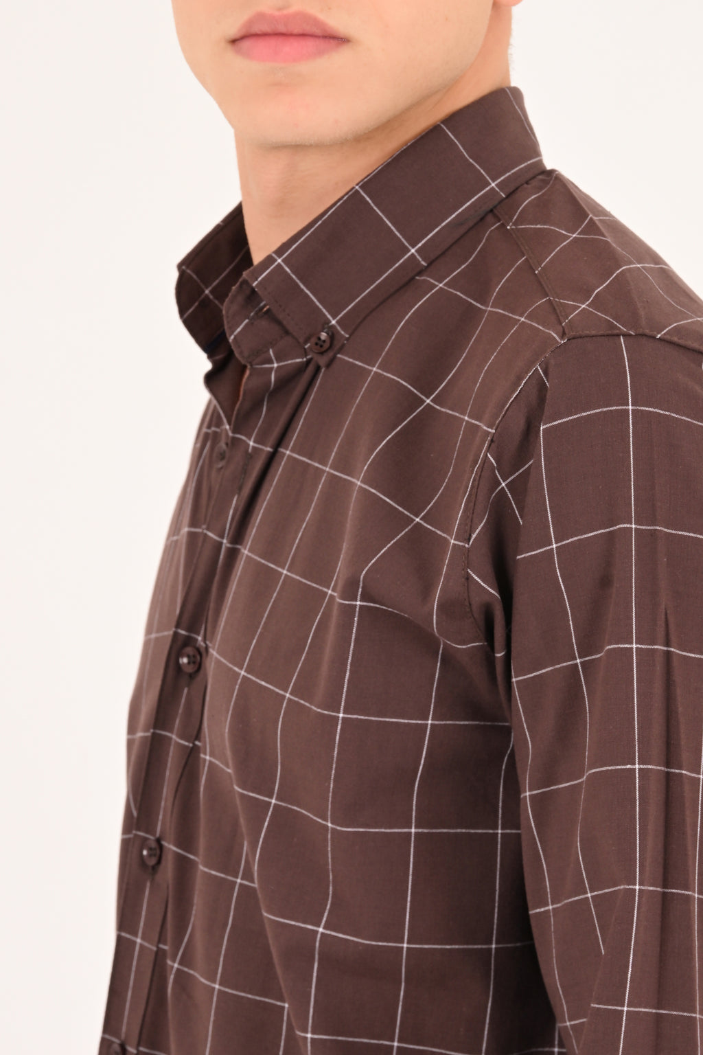 Mocha Windowpane Regular Fit Check Shirt