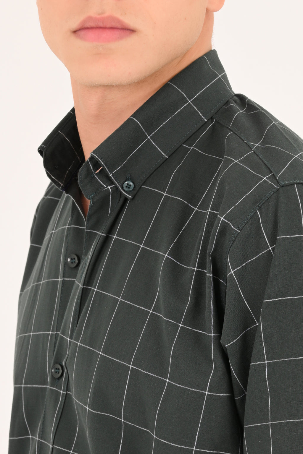 Forest Green Windowpane Regular Fit Check Shirt