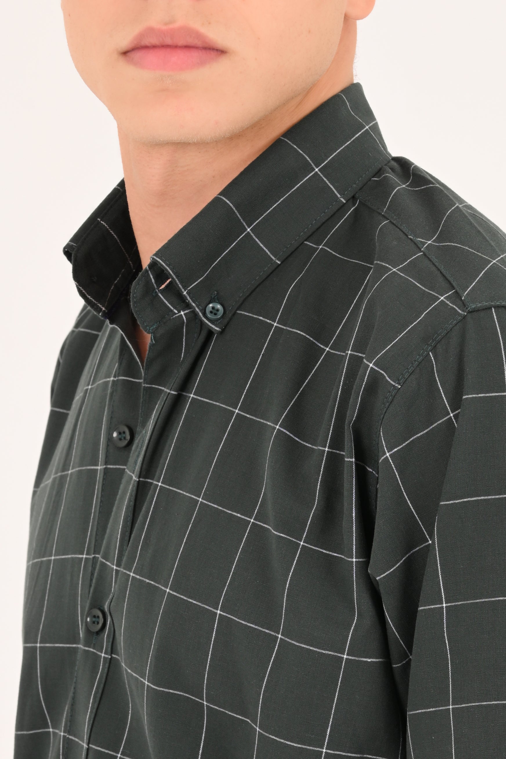 Forest Green Windowpane Regular Fit Check Shirt