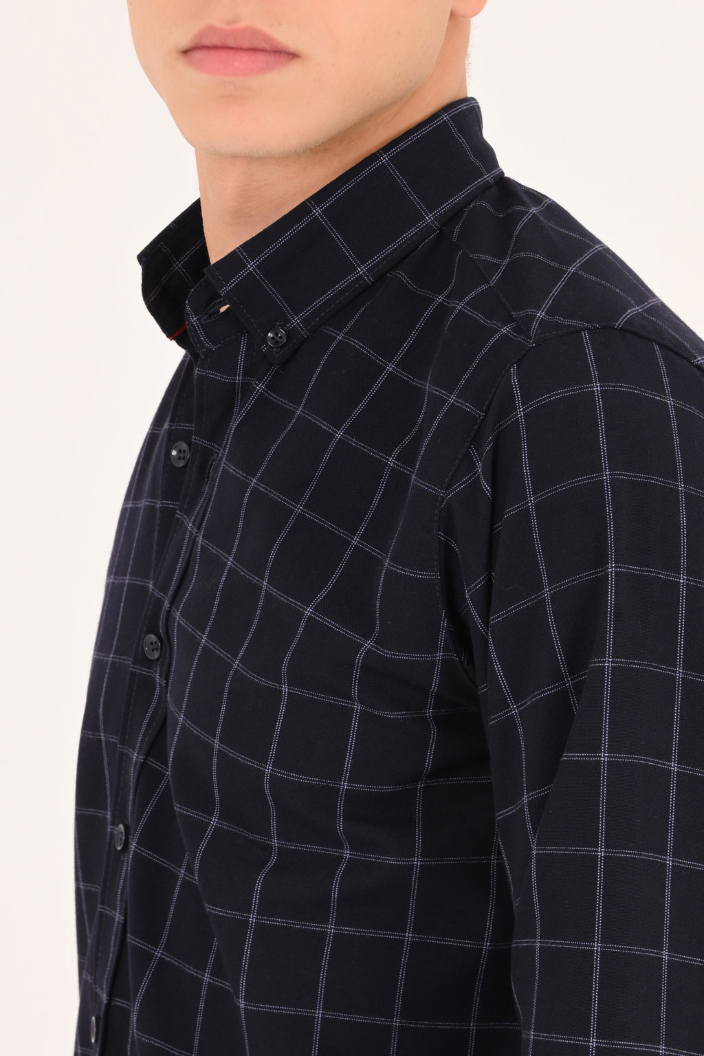 Dark Navy Windowpane Regular Fit Check Shirt