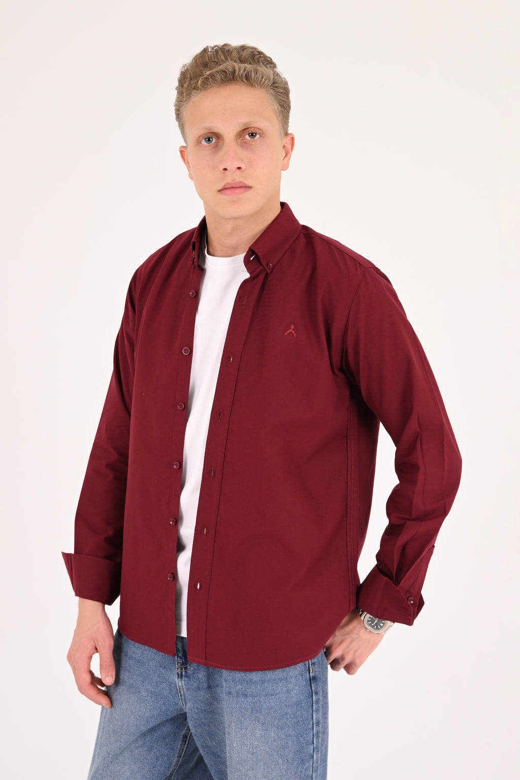 Burgundy Regular Fit Oxford Shirt