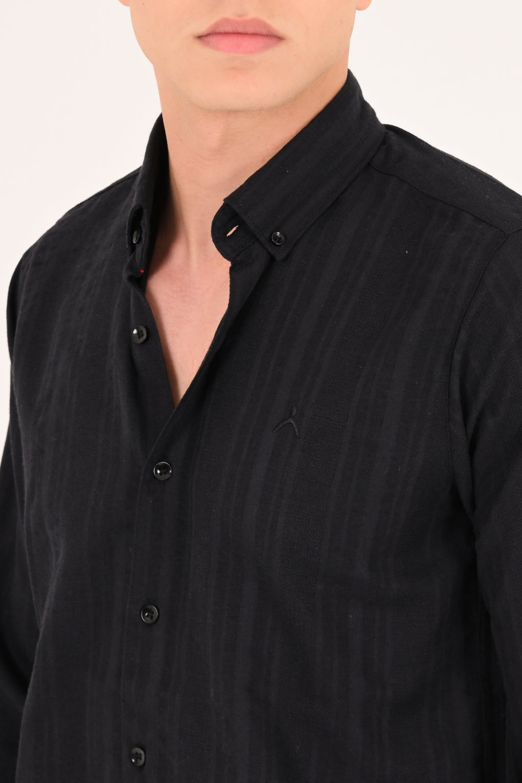 Black Cotton Jacquard Regular Fit Shirt