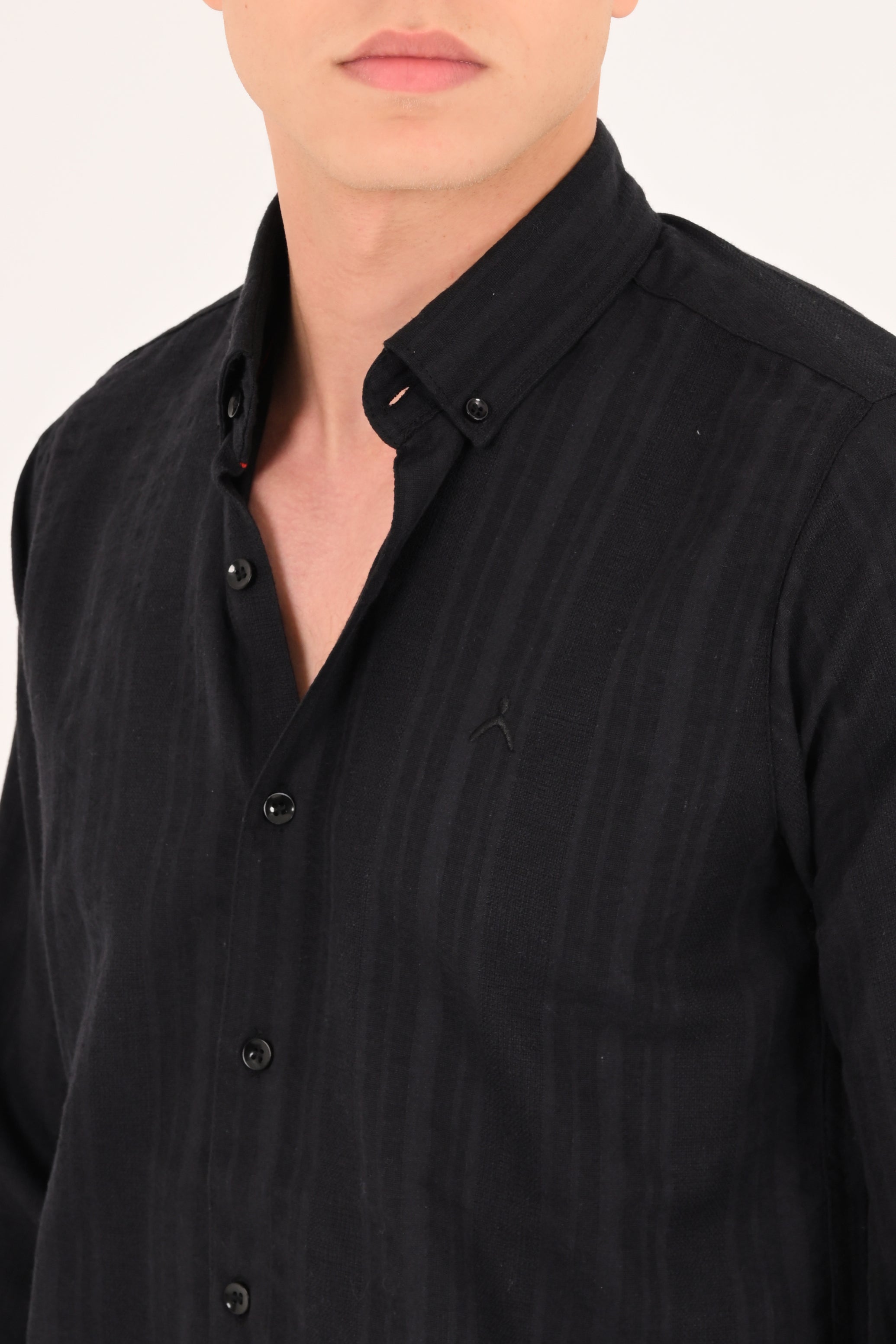 Black Cotton Jacquard Regular Fit Shirt