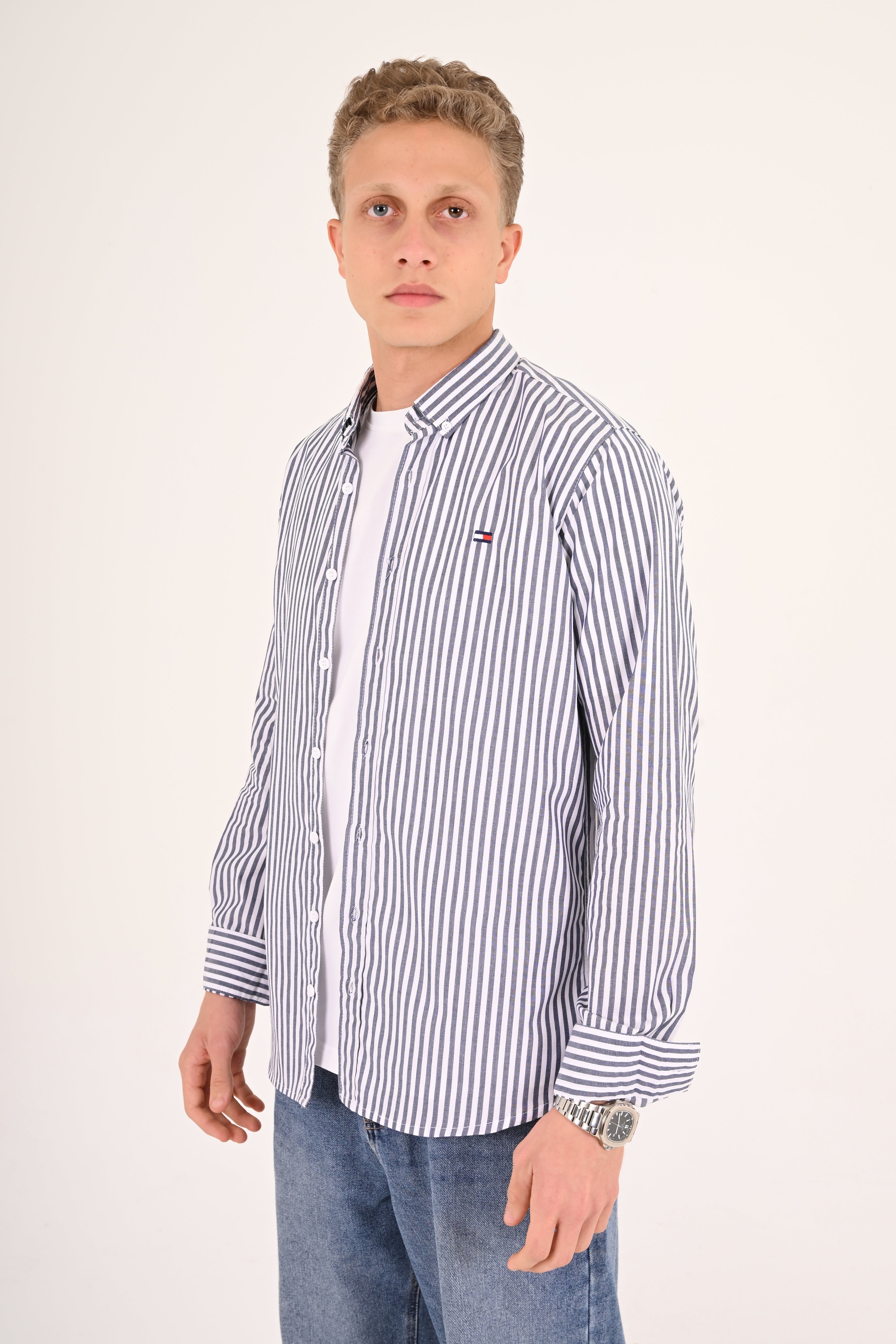 Midnight Navy Striped Tommy Regular Fit Shirt