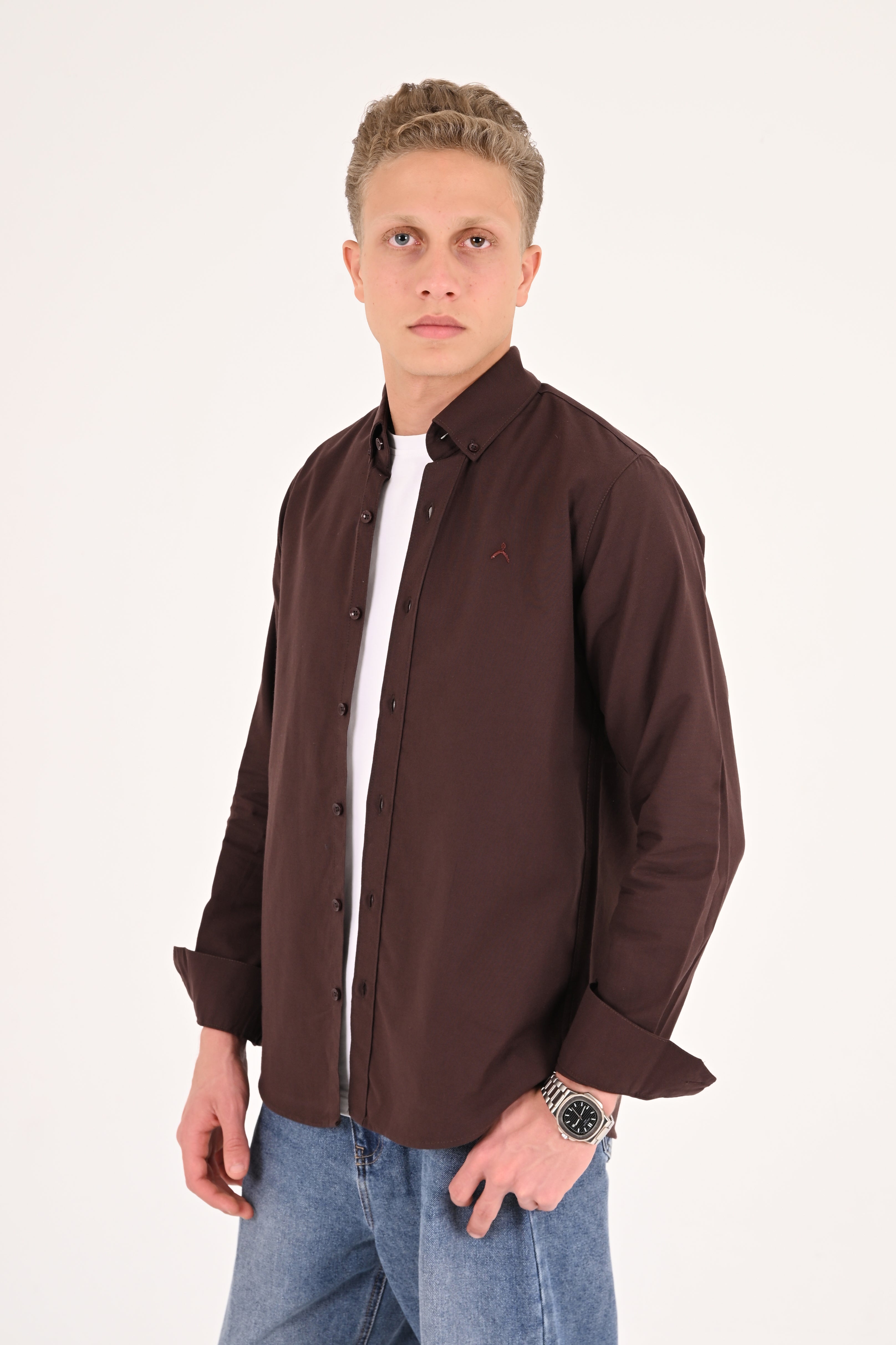 Chocolate Brown Regular Fit Oxford Shirt