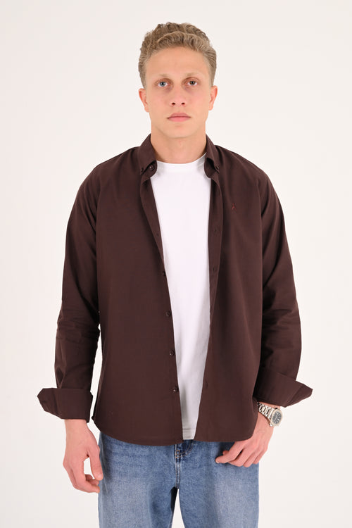 Chocolate Brown Regular Fit Oxford Shirt